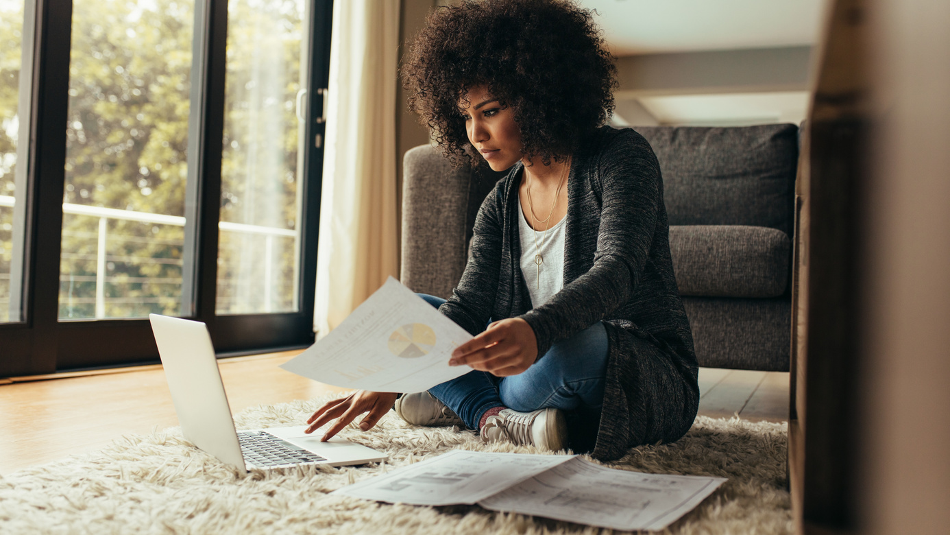 African Woman Working from Home